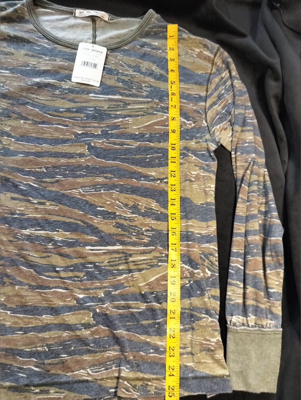 NWT Free People Long Sleeve Arielle Distressed  Camouflage Tiger Combo XS/S/M - Picture 5 of 7